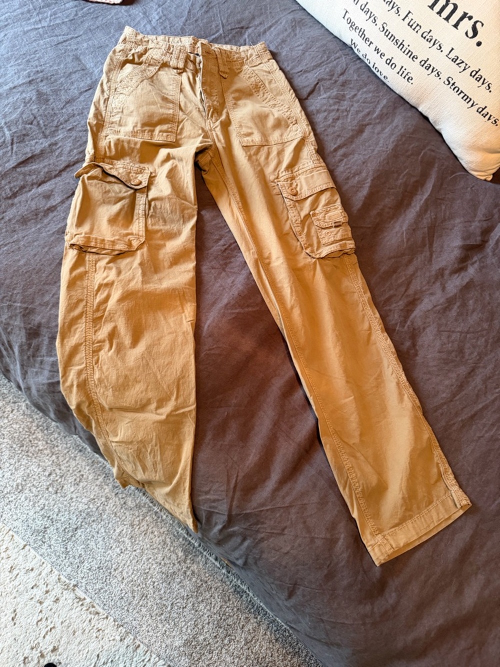 American Eagle Outfitters Tan Cargo Pants with Multiple Pockets